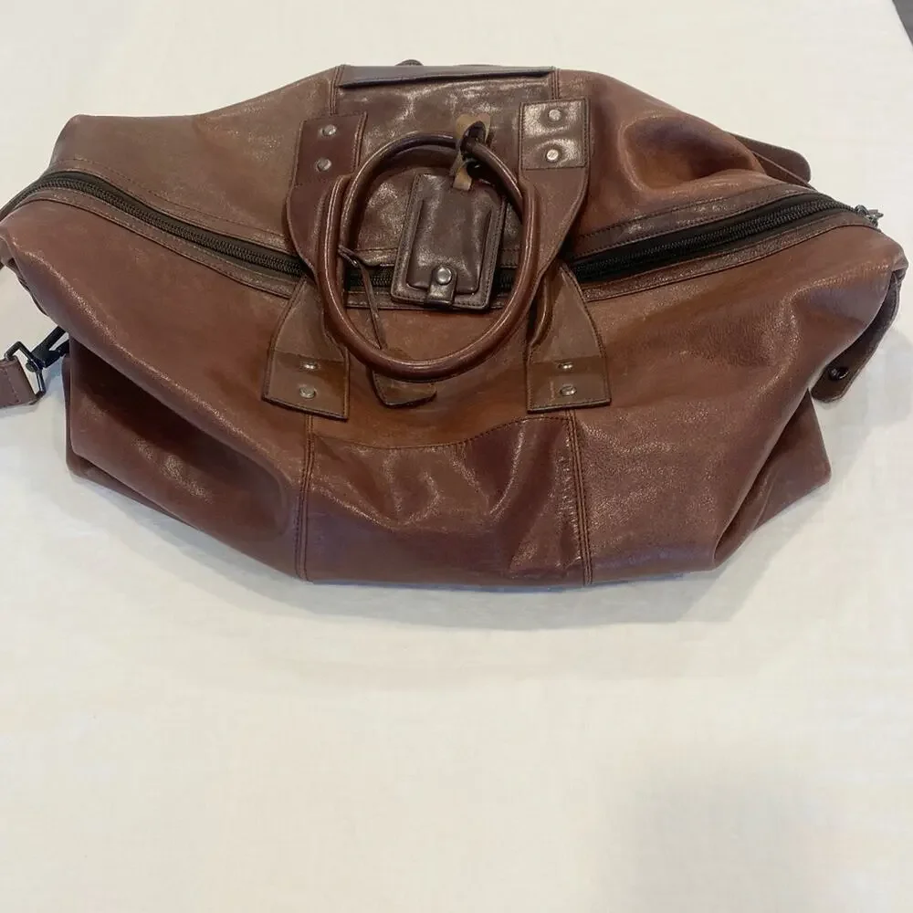 Kenneth Cole Leather Weekender Duffle Bag